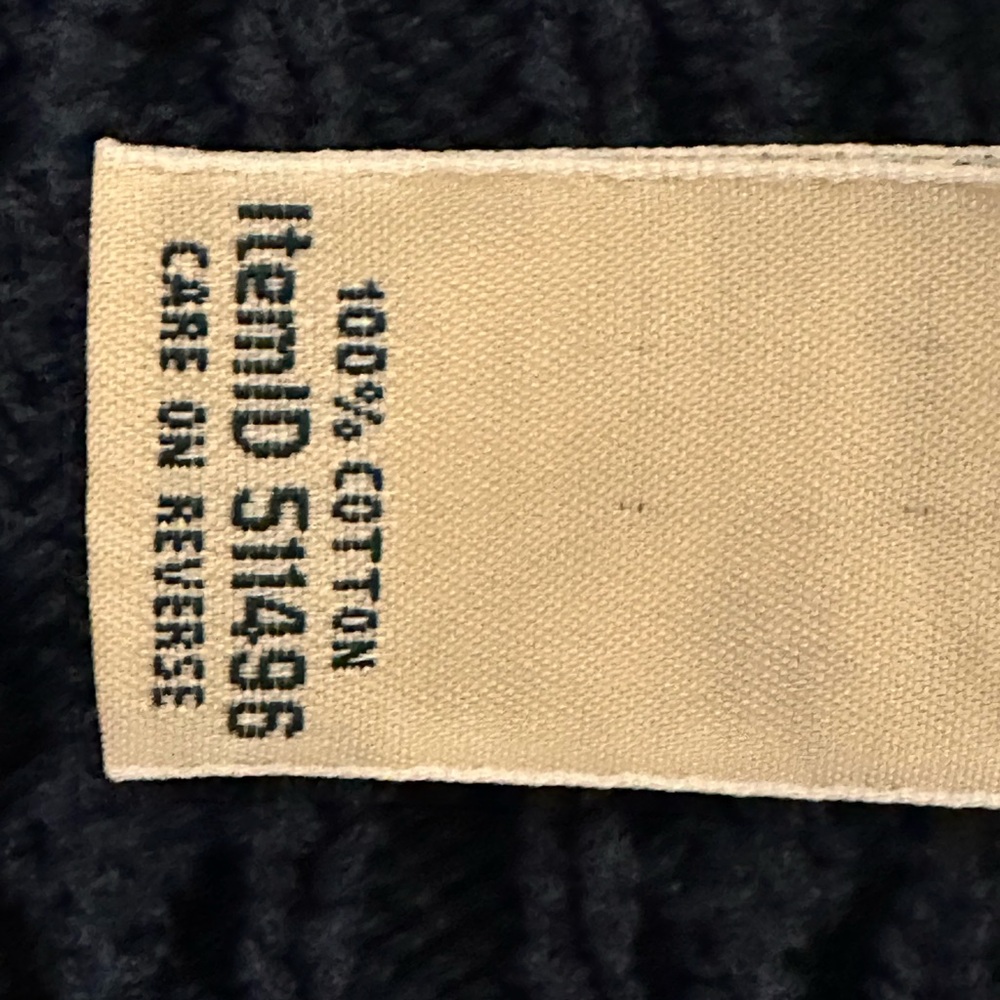 L.L. Bean Navy Blue Cable Knit Cotton Sweater Nautical Fisherman Preppy - Picture 7 of 10